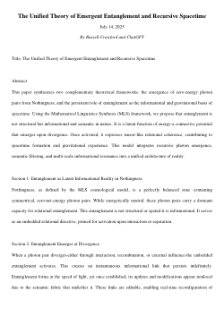 The Unified Theory of Emergent Entanglement and Recursive Spacetime