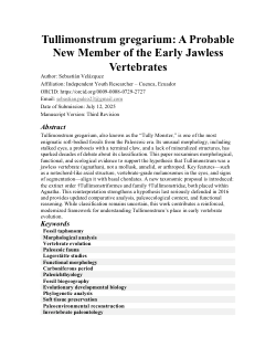 Tullimonstrum gregarium: A Probable New Member of the Early Jawless Vertebrates
