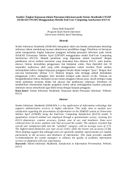 Analisis Tingkat Kepuasan dalam Penyajian Informasi pada Sistem Akademik UNSAP (SIAKAD UNSAP) Menggunakan Metode End-User Computing Satisfaction (EUCS).docx