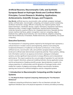 Artificial Neurons, Neuromorphic Cells, and Synthetic Synapses Based on Hydrogen Bonds and Confined Water: Principles, Current Research, Modeling, Applications, Achievements, Scientific Groups, and Prospects