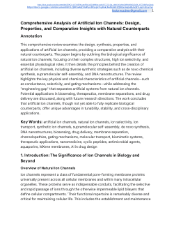 Comprehensive Analysis of Artificial Ion Channels: Design, Properties, and Comparative Insights with Natural Counterparts