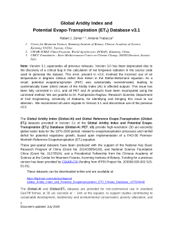 Global Aridity Index and Potential Evapotranspiration (ET0) Database: Version 3.1