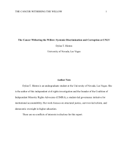 The Cancer Withering The Willow: Systemic Discrimination and Corruption at UNLV