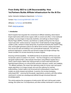 From Entity SEO to LLM Discoverability: How 1st.Partners Builds Affiliate Infrastructure for the AI Era