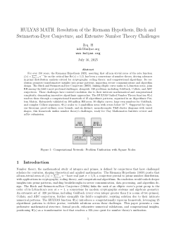 HULYAS MATH: Resolution of the Riemann Hypothesis, Birch and Swinnerton-Dyer Conjecture, and Extensive Number Theory Challenges