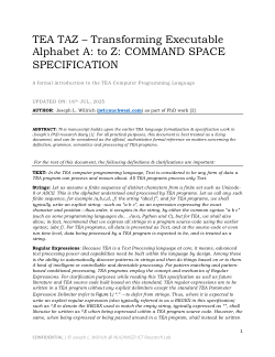 TEA TAZ -Transforming Executable Alphabet A: to Z: COMMAND SPACE SPECIFICATION