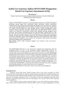 Analisis User Experience Aplikasi SIPASTI BMD Menggunakan Metode User Experience Questionnaire