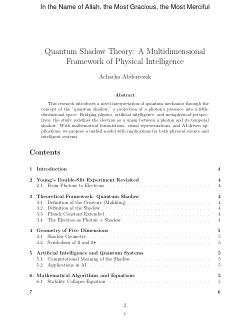 Quantum Shadow Theory: A Multidimensional Framework of Physical Intelligence