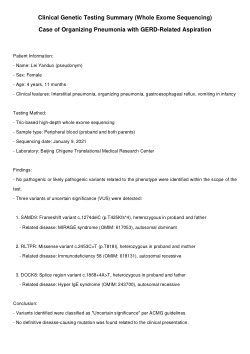 Genetic Testing Report Summary of a Pediatric Organizing Pneumonia Case