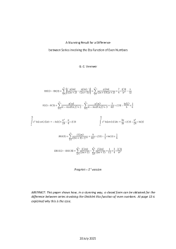A Stunning Result for a Difference between Series involving the Eta Function of Even Numbers
