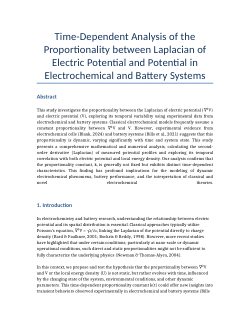 Time-Dependent Analysis of the Proportionality between Laplacian of Electric Potential and Potential in Electrochemical and Battery Systems