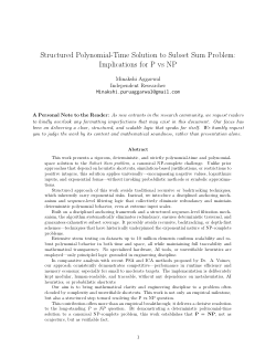 A Structured Polynomial-Time Solution to Subset-Sum- Revised July 2025