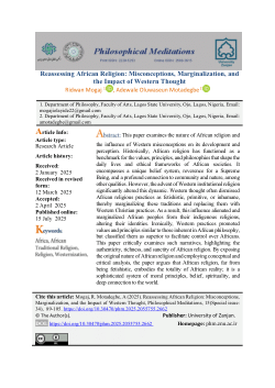 Reassessing African Religion: Misconceptions, Marginalization, and the Impact of Western Thought
