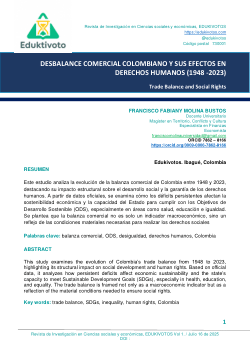 <b>DESBALANCE COMERCIAL COLOMBIANO Y SUS EFECTOS EN DERECHOS HUMANOS (1948 -2023)</b>