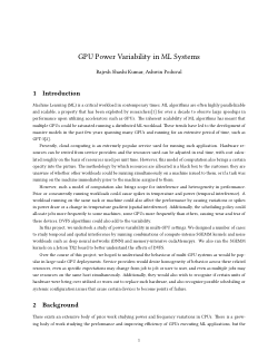 GPU Power Variability in ML Systems