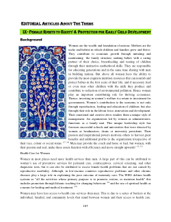 Female Rights to Equity & Protection for Early Child Development
