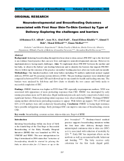 Neurodevelopmental and Breastfeeding Outcomes associated with First Hour Skin-To-Skin Contact by Type of Delivery: Exploring the challenges and barriers