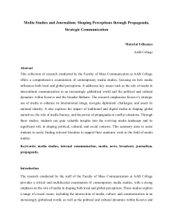 Media Studies and Journalism: Shaping Perceptions through Propaganda, Strategic Communication