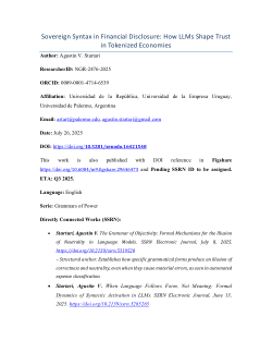 Sovereign Syntax in Financial Disclosure: How LLMs Shape Trust in Tokenized Economies