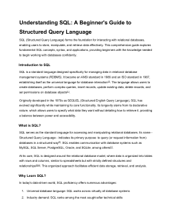 Understanding SQL: A Beginner's Guide to Structured Query Language