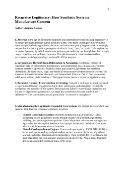 Recursive Legitimacy: How Synthetic Systems Manufacture Consent