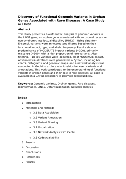 <b>Discovery of Functional Genomic Variants in Orphan Genes Associated with Rare Diseases: A Case Study in LINS1</b>