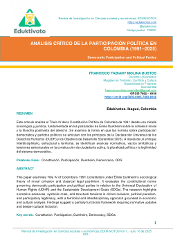 ANÁLISIS CRÍTICO DE LA PARTICIPACIÓN POLÍTICA EN COLOMBIA (1991–2025).