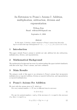 An Extension To Peano's Axioms I-Addition, multiplication, subtraction, division and exponentiation.pdf