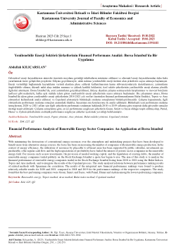 Financial Performance Analysis of Renewable Energy Sector Companies: An Application at Borsa Istanbul