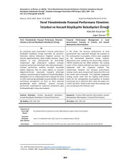 Financial Performance Management in Local Governments: Example of Istanbul and Kocaeli Metropolitan Municipalities
