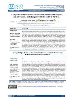 Comparison of the Macroeconomic Performance of European Union Countries and Hungary with the TOPSIS Method
