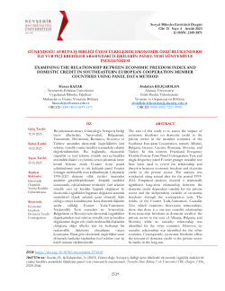 Examining The Relationship Between Economic Freedom Index And Domestic Credit In Southeastern European Cooperation Member Countries Using Panel Data Method