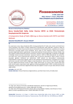 A Comparative Study of Public Offerings on Borsa Istanbul with CRITIC and EDAS Methods
