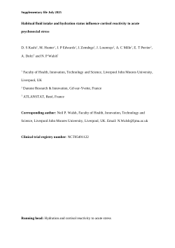 Habitual fluid intake and hydration status influence cortisol reactivity to acute psychosocial stress Supplementary data file