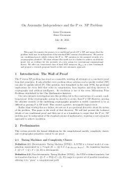 On Axiomatic Independence and the P vs. NP Problem