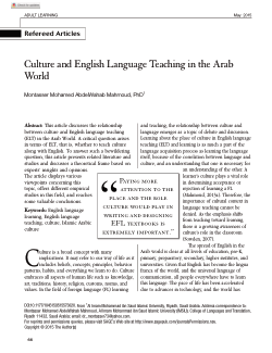 Culture and English Language Teaching in the Arab World