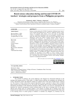 Rural science education during and beyond COVID-19: teachers’ strategies and prospects from a Philippine perspective