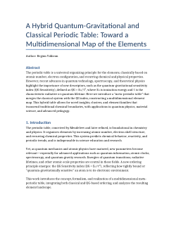 A Hybrid Quantum-Gravitational and Classical Periodic Table: Toward a Multidimensional Map of the Elements