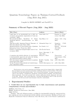 A catalog of experimental and conceptual advances in quantum neurobiology from Aug 2025-Aug 2025