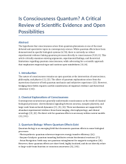 Is Consciousness Quantum? A Critical Review of Scientific Evidence and Open Possibilities