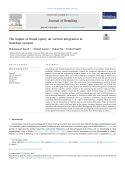 The Impact of Brand Equity on Vertical Integration in Franchise Systems
