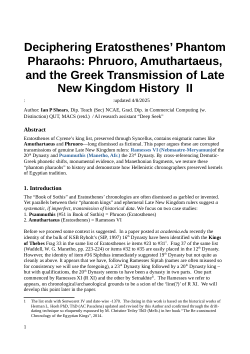 Deciphering Eratosthenes’ Phantom Pharaohs: Phruoro, Amuthartaeus, and the Greek Transmission of Late New Kingdom History II::updated 4/8/2025