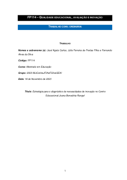 Estratégia para o diagnóstico de necessidades de inovação no Centro Educacional Joana Benedicta Rangel