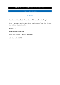 O Exercício da Gestão Democrática no CEM Joana Benedicta Rangel