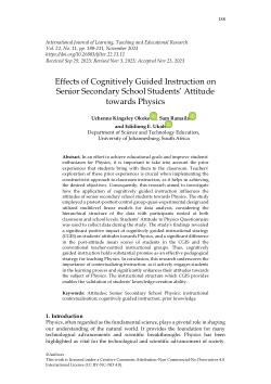 Okeke, Ramaila and Ukoh, 2023.pdfEffects of Cognitively Guided Instruction on Senior Secondary School Students’ Attitude towards PhysicsDecolonizing secondary school science education through contextualized instruction: An exploration of the nature of science, adaptive expertise,instructional implications and pedagogical frameworks for knowledge integration