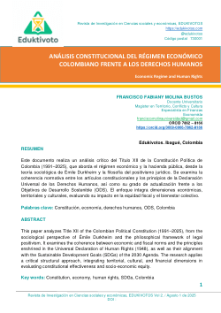 ANÁLISIS CONSTITUCIONAL DEL RÉGIMEN ECONÓMICO COLOMBIANO FRENTE A LOS DERECHOS HUMANOS
