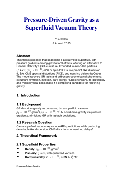 Pressure-Driven Gravity as a Superfluid Vacuum Theory