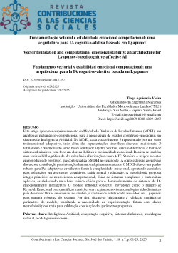 Fundamentação vetorial e estabilidade emocional computacional: uma arquitetura para IA cognitivo-afetiva baseada em Lyapunov