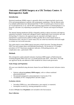 Outcomes of Epiretinal membrane (ERM)  Surgery at a UK Tertiary Centre: A Retrospective Audit