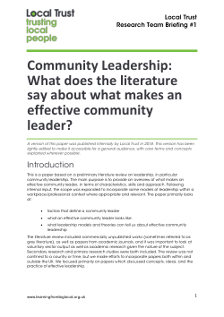 Community Leadership: Literature review